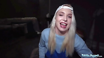 Public Agent Blonde Pizza Delivery girl with BIG NATURAL BOOBS gets her wet pussy filled