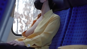 business - slave wife - braless and downblouse in public