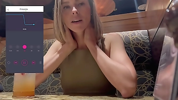 Public cumming in restaurant with Lush remote controlled vibrator