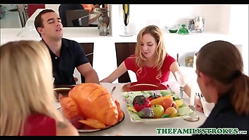 Cute And Tiny Teen StepSister Angel Smalls And Her StepBrother Fuck During Thanksgiving Dinner