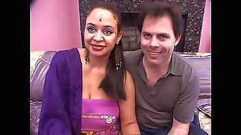 Indian skank sucks a white cock then gets her pussy stuffed by dark stud's dick