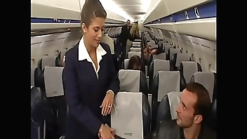 Charming brunette air-hostess Alyson Ray proposed passenger to poke her juicy ass after  scheduled flight