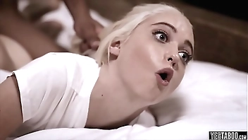 Interracial surprise fuck for a blind blonde chick