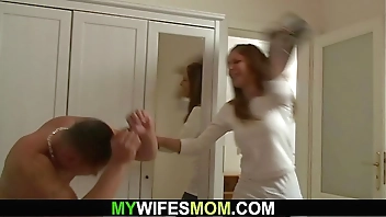 Son-in-law screws her old hairy pussy