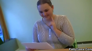 Fat babe rides cock after massage