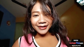 Amateur Thai teen cutie enjoys sex with a big cock white foreigner