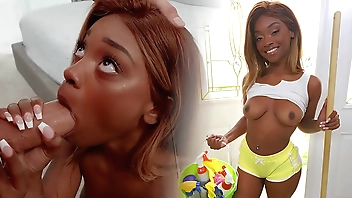 Hot black maid accepts to take off her clothes to work naked - ebony porn