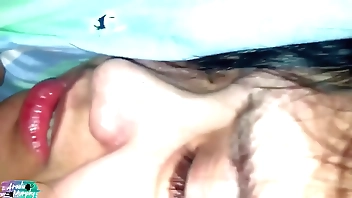 Beautiful woman moans deliciously but in silence so that those in the next room do not hear her