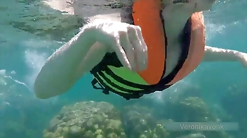 PUBLIC EXHIBITIONIST GERMAN TEEN VERONIKAVONK WITH BIG BOOBS ON THE SEA