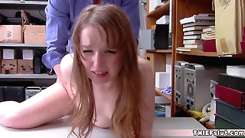 Shoplifter teen with small tits and pretty face fucked
