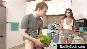 step Brother fucks stepsister instead of watermelon