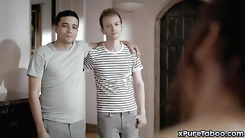 Two sexually frustrated Alex Jett and Ricky Spanish are sick and tired of their grief-stricken stepmom Syren De Mer and decide to fuck her!