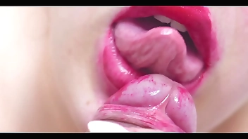 Slobbery and Juicy Blowjob with Red Lips POV