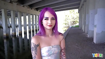 YNGR - Hot Inked Purple Hair Punk Teen Gets Banged