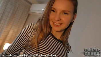 new girl 19yo with braces first time in studio