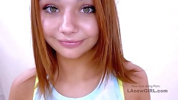 Beautiful Teenie sucking big cock of home alone